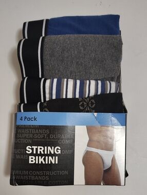 Vtg Men's String Bikini Underwear By Kmart Assorted Colors - 4 Pack - Size XL